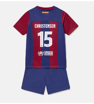 Barcelona Andreas Christensen #15 Primera Equipación Niños 2023-24 Manga Corta (+ Pantalones cortos)